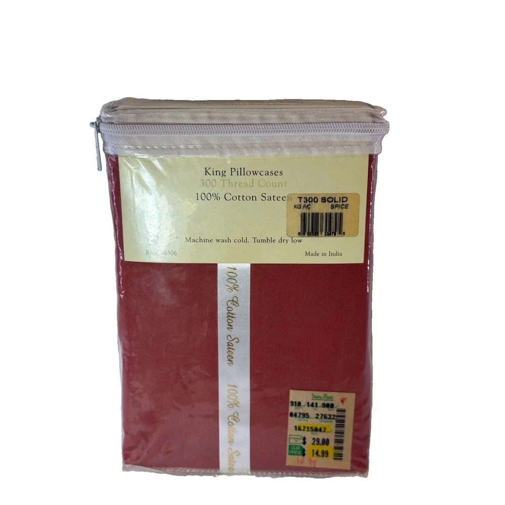 Regal Sateen Collection King Pillowcases 300 TC 100% Cotton Sateen Solid Spice